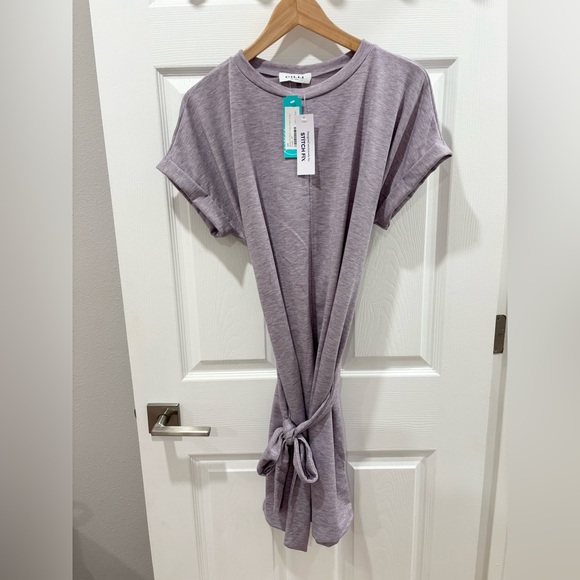 Stitch Fix Gilli Bowie  Lavender Tie-Waist Knee length dress large petite NWT - Picture 2 of 7